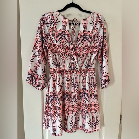 Pink Owl Boutique Fluorescent Orange and Pink Patterned Mini Dress Size Medium - Picture 5 of 14